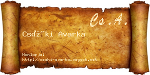 Csáki Avarka névjegykártya